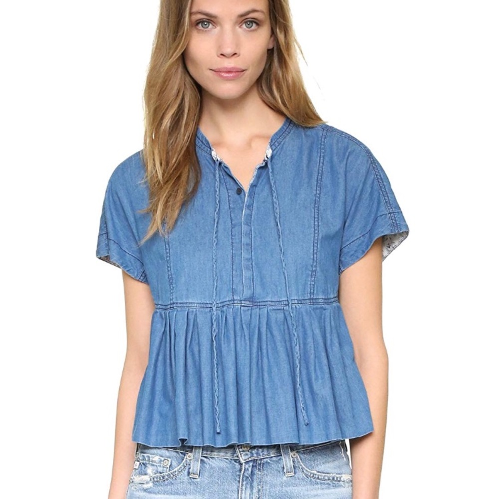 Rebecca Taylor chambray peplum top size 6